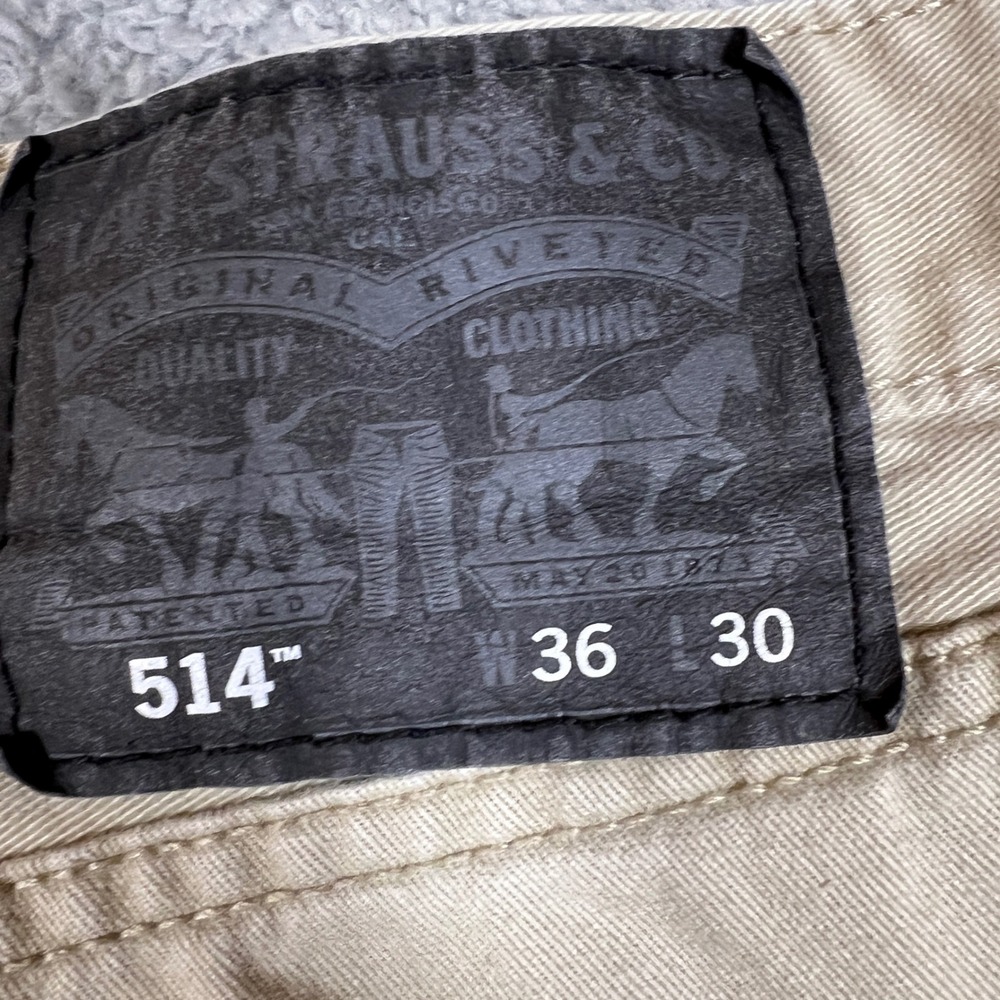 Levis 514 Jeans Mens 36x30 Straight Fit Tan Casual Khaki Office Formal - Picture 7 of 9